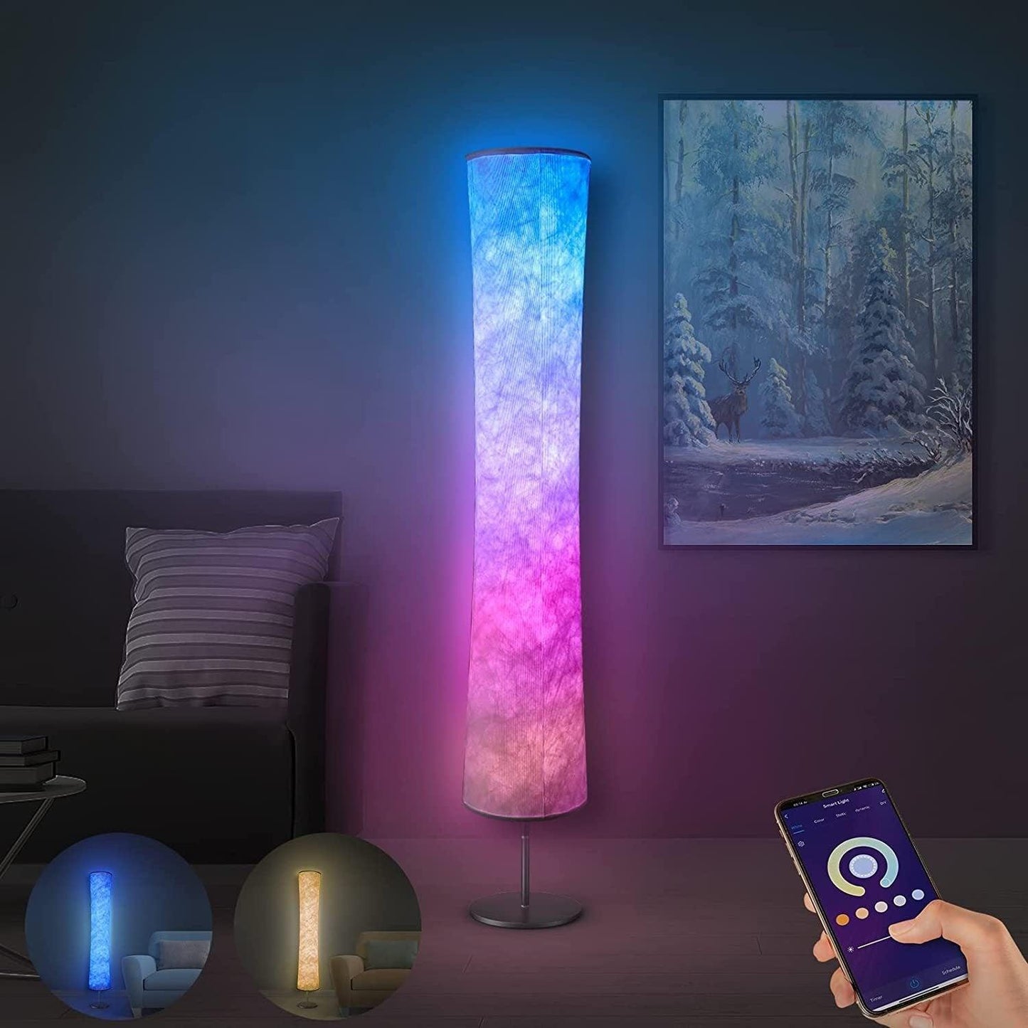RGB Fabric Floor Lamp from Light grace in room corner
