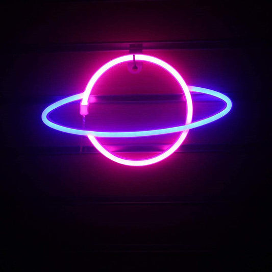 Lightgrace Saturn Neon Sign - Blue-Pink