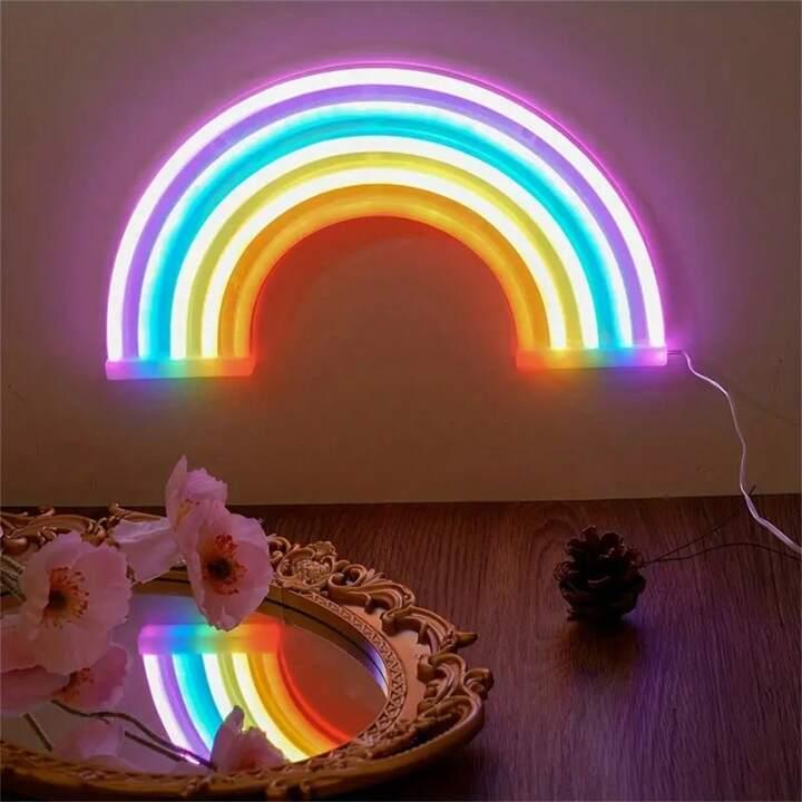 Rainbow Neon Sign from Light grace in room corner