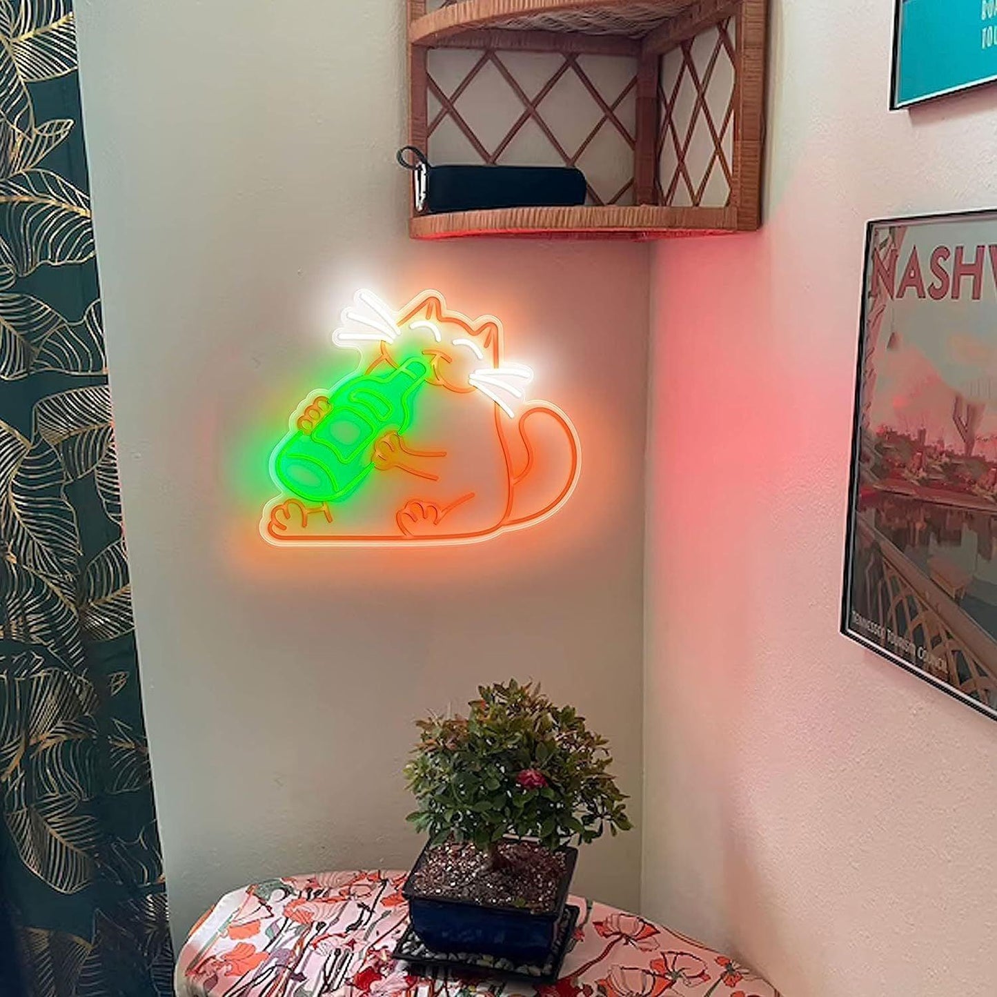 Beer Cat Neon Sign - Light Grace