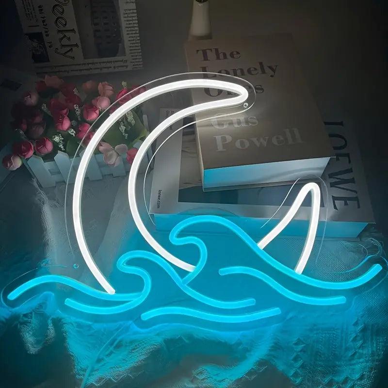 Light grace cute Moon Wave Neon Sign - Default Title