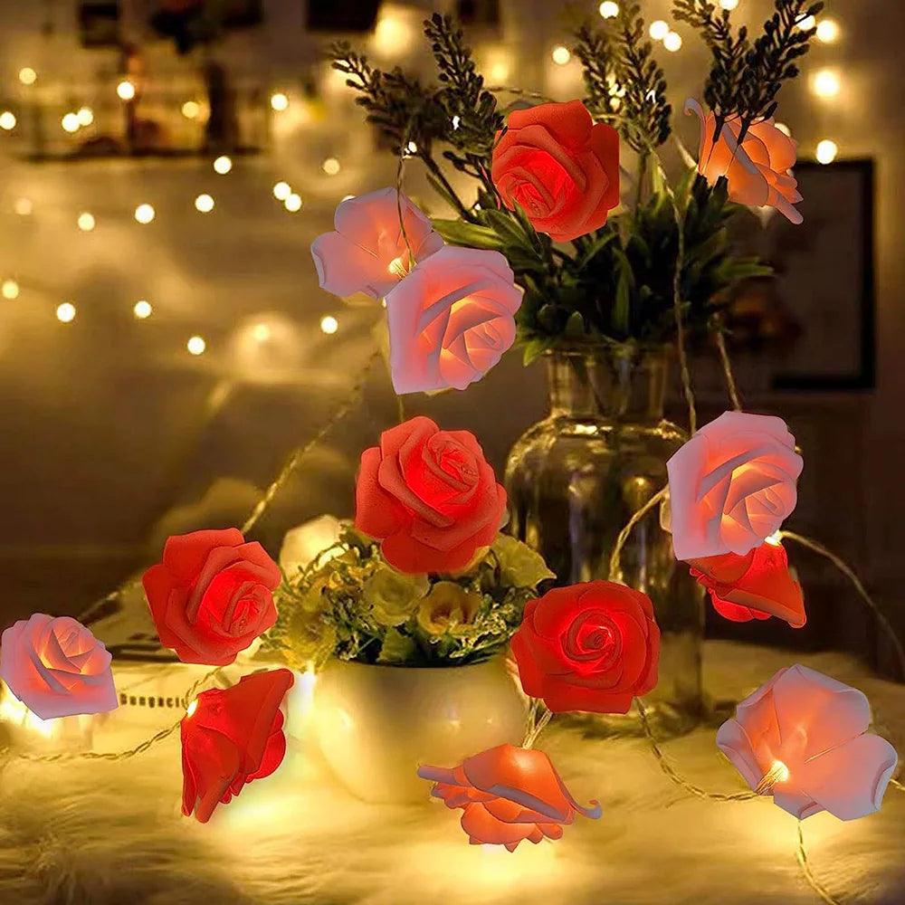 Light grace Led Rose String Lights in bedroom