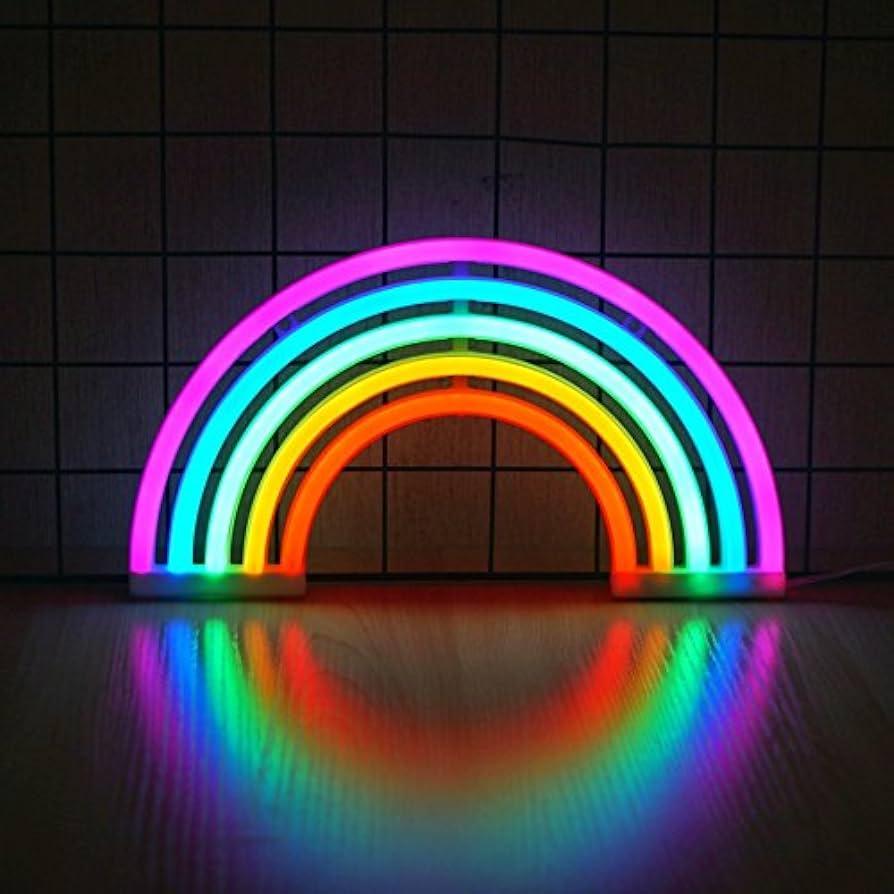 Rainbow Neon Sign from Light grace in room corner