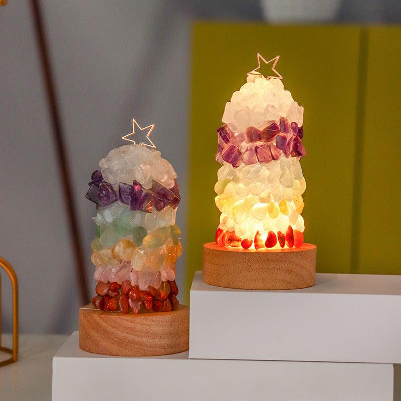 Light grace Crystal Gravel Night Lamp glowing in dark room