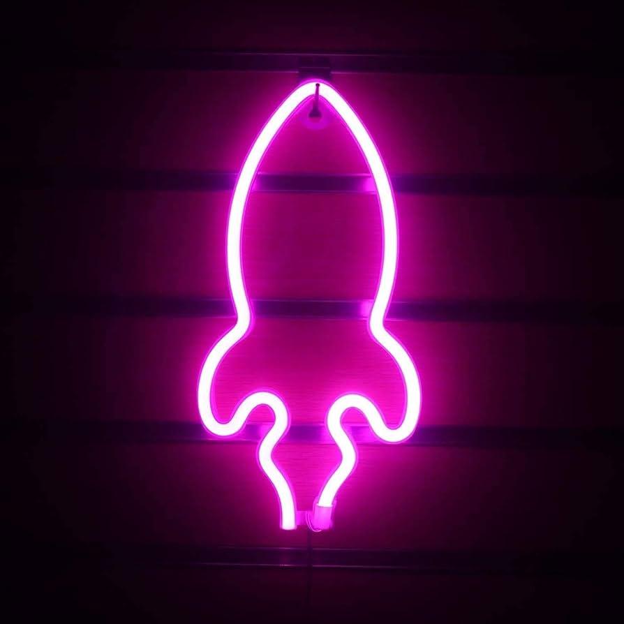 Rocket Neon Sign from Light grace in room corner