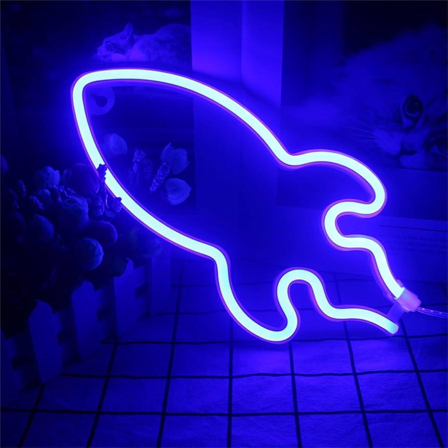 Rocket Neon Sign from Light grace in room corner