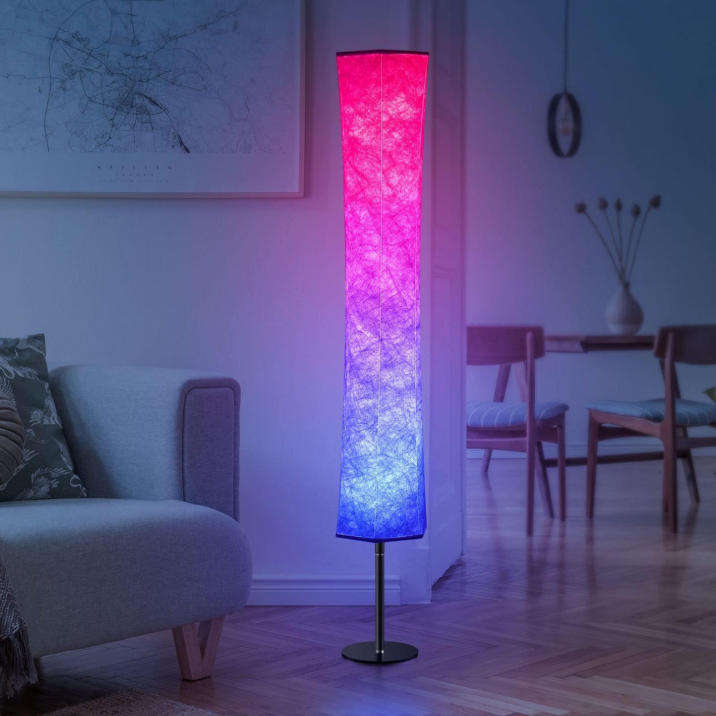 RGB Fabric Floor Lamp from Light grace in room corner