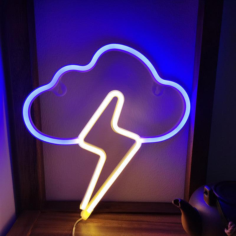 Light grace Lightning Cloud Neon Sign in bedroom