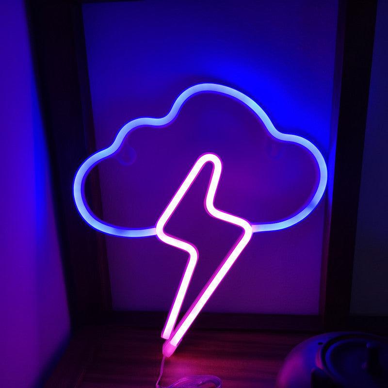 Light grace Lightning Cloud Neon Sign in bedroom