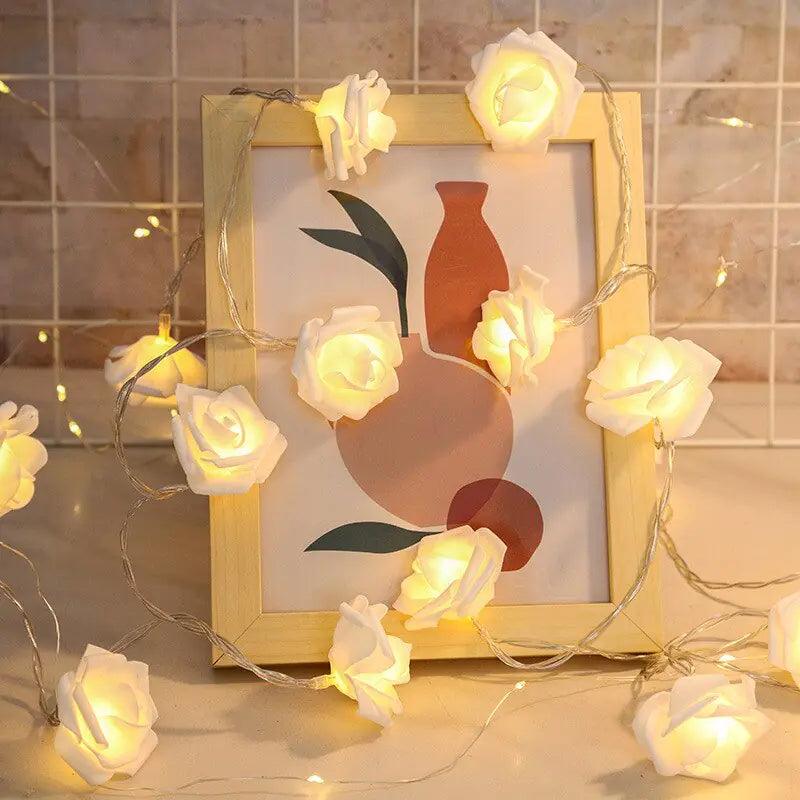 Light grace Led Rose String Lights in bedroom