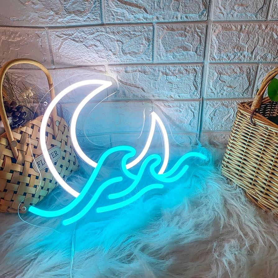 Light grace cute Moon Wave Neon Sign - Default Title