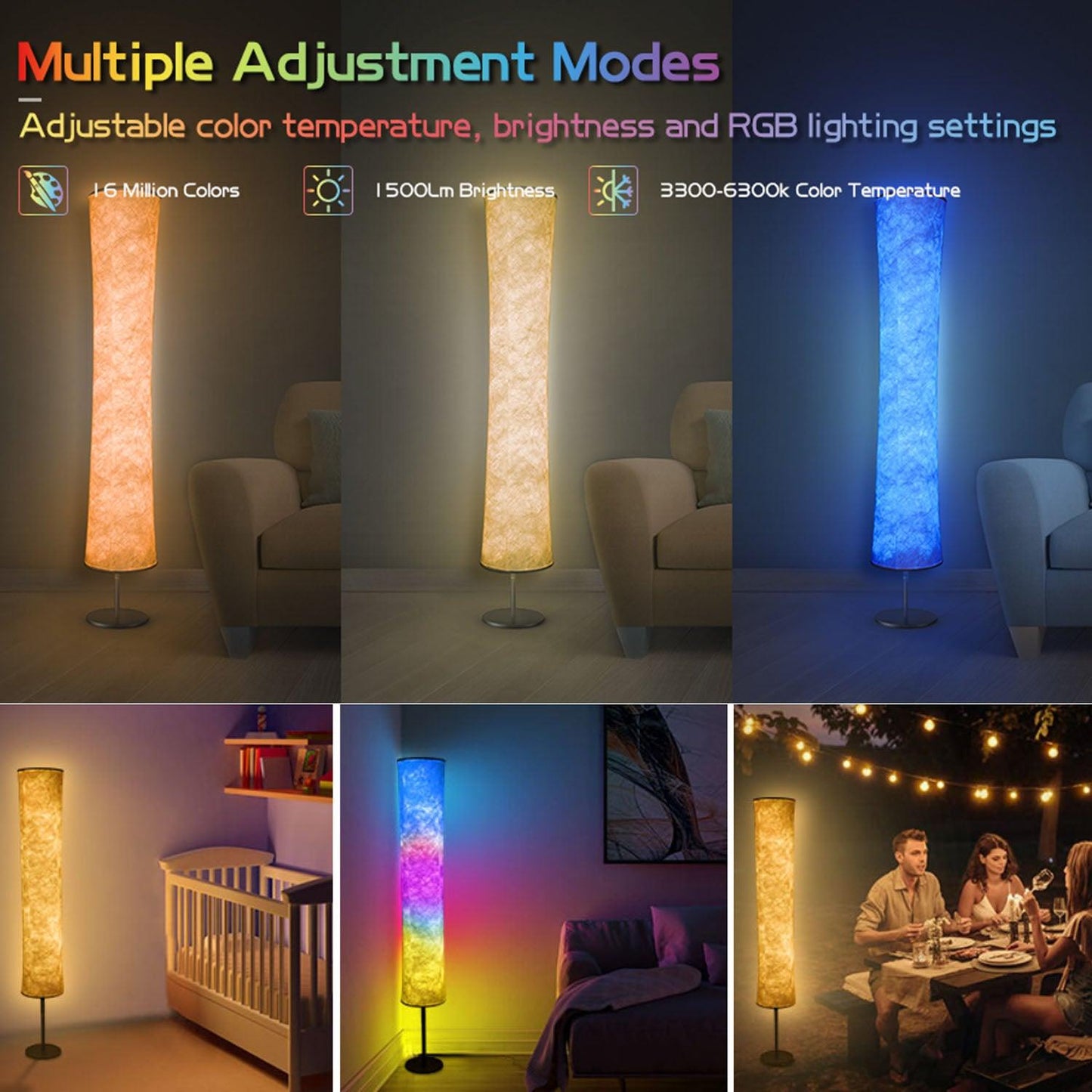 RGB Fabric Floor Lamp from Light grace in room corner