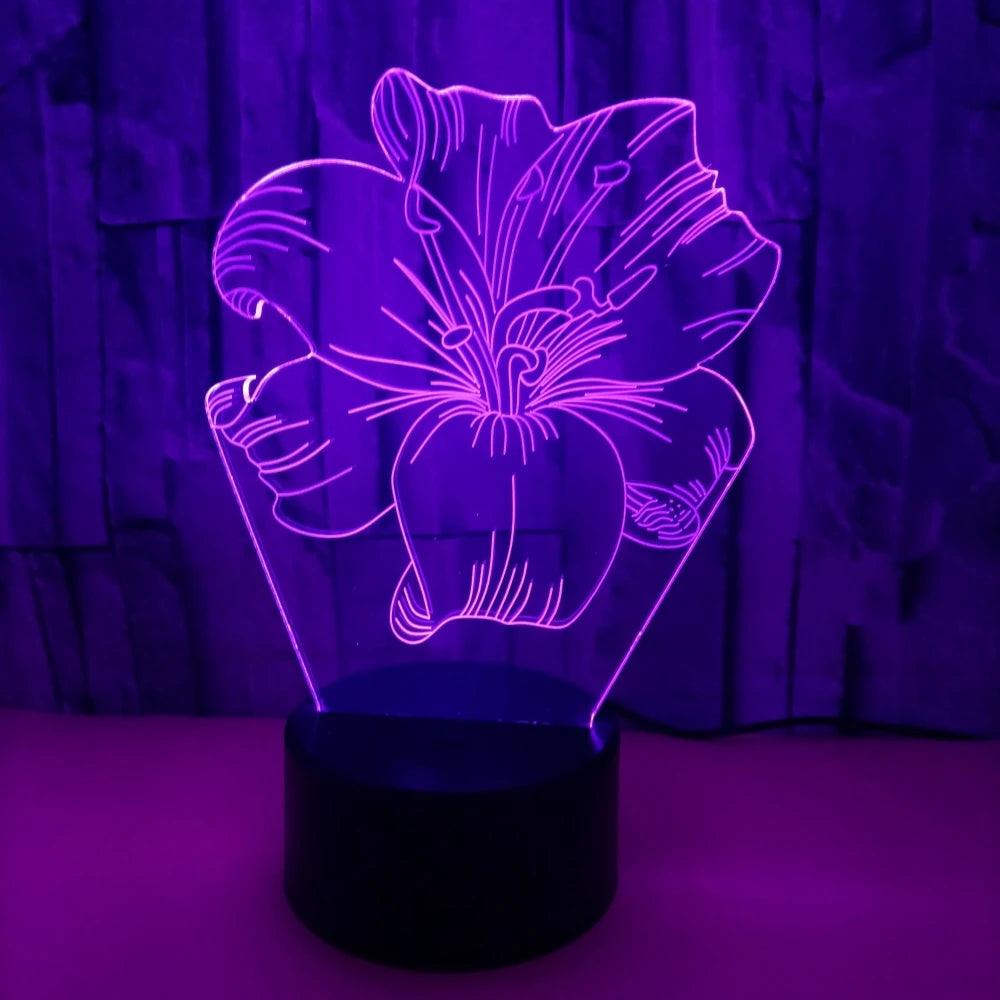Light grace Lily Flower 3D Lamp in bedroom