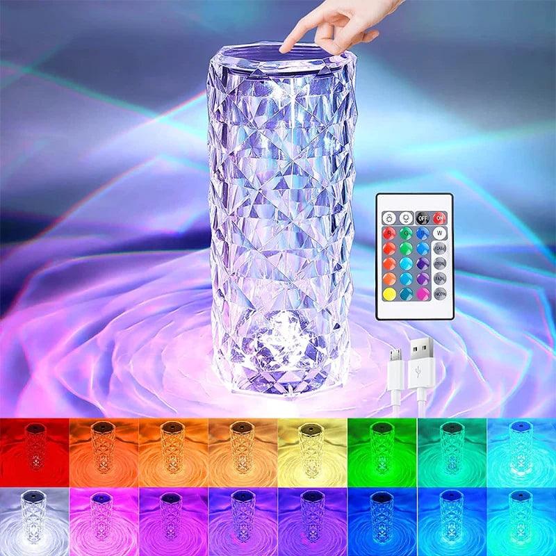 Light grace Crystal Lamp glowing in dark room