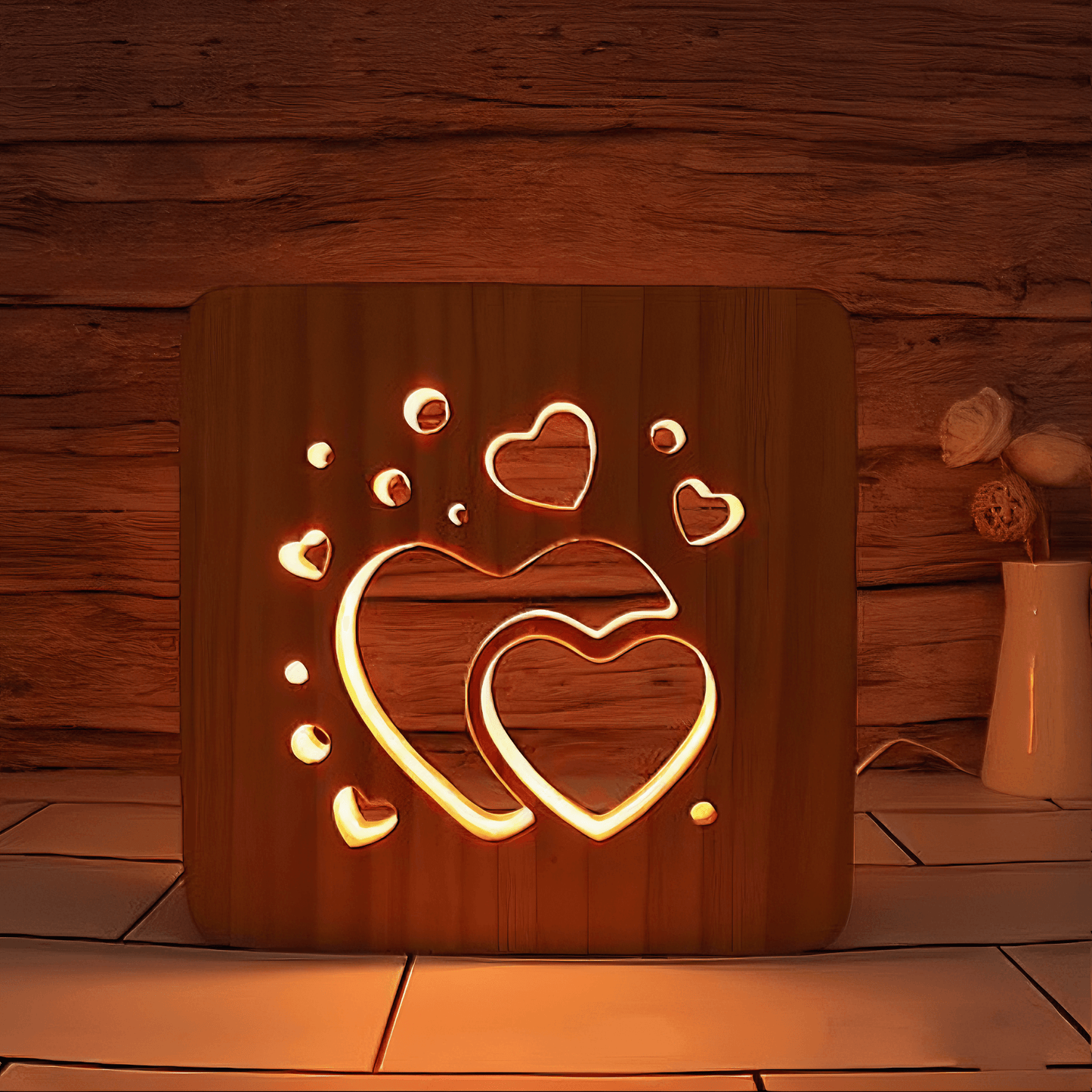 Lightgrace Wooden Hearts Night Lamp - Default Title