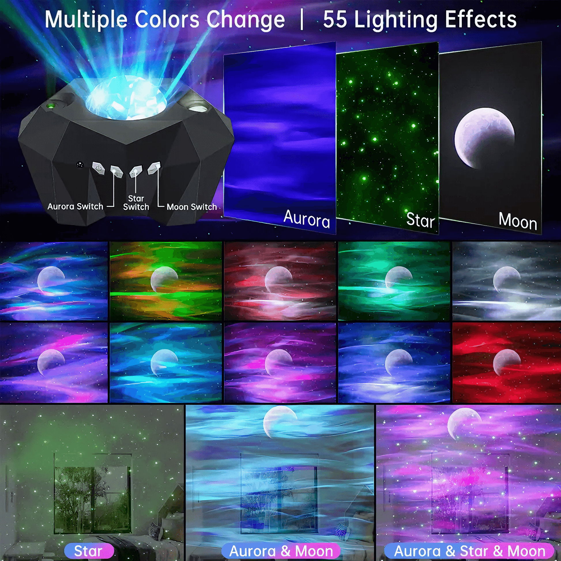 Lightgrace Star Galaxy Projector - Black