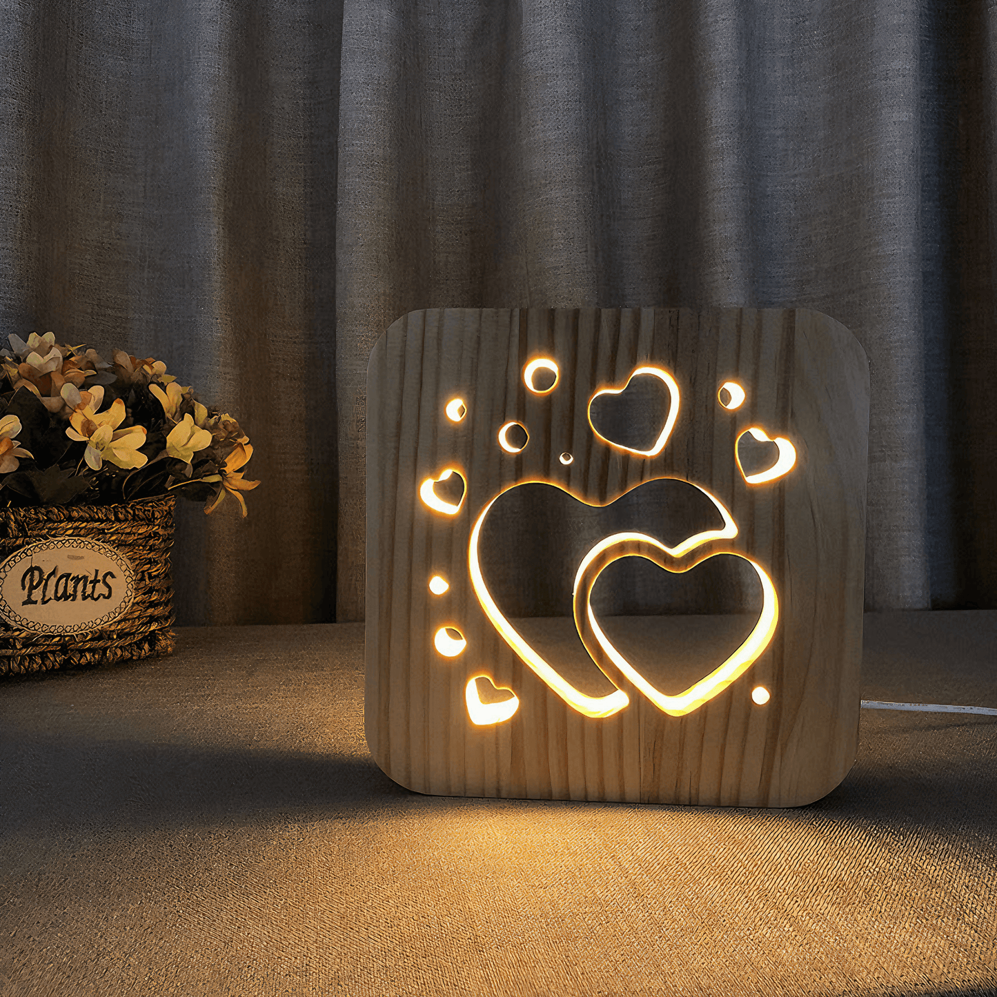 Lightgrace Wooden Hearts Night Lamp - Default Title