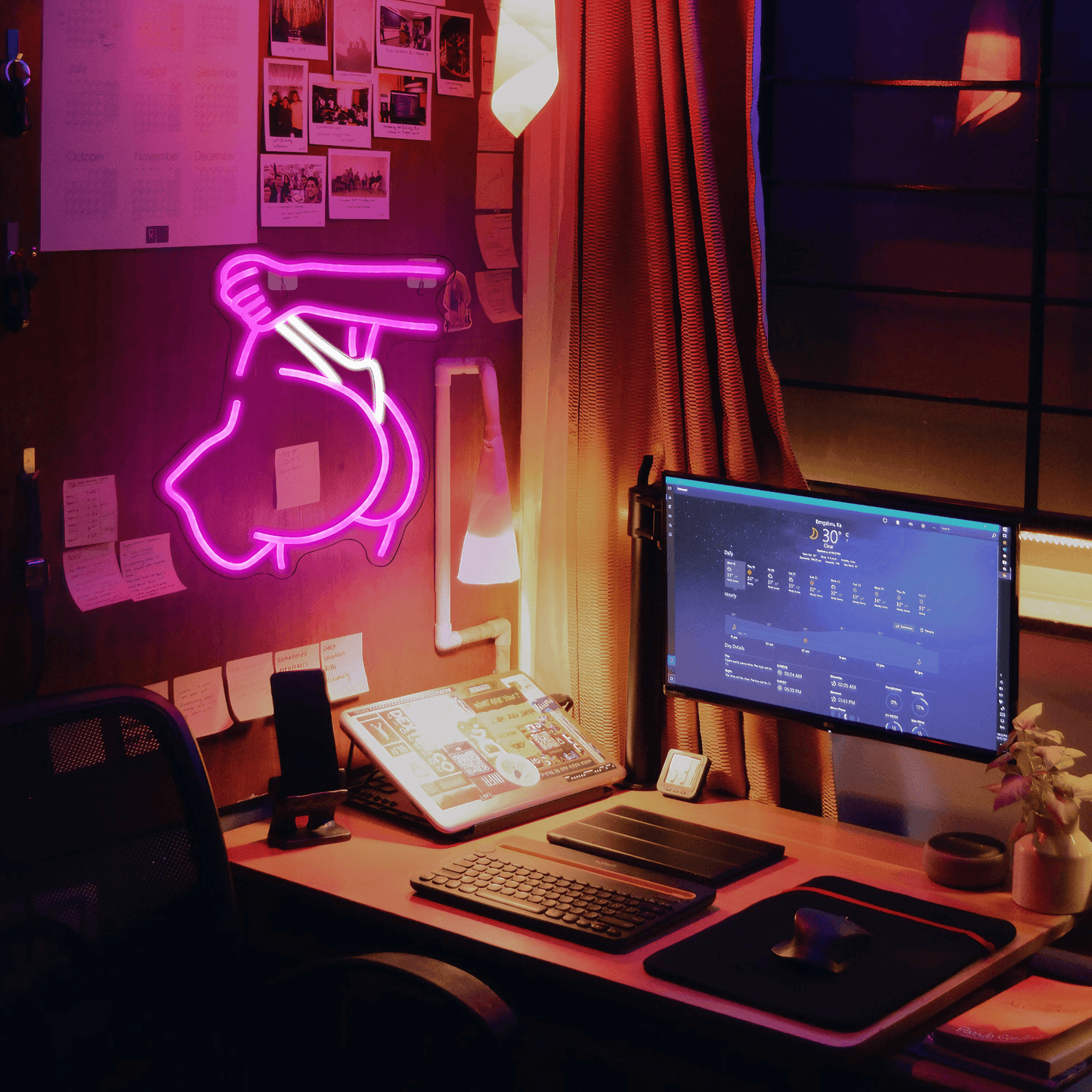 cute Peachy Pull Neon Sign from Light grace
