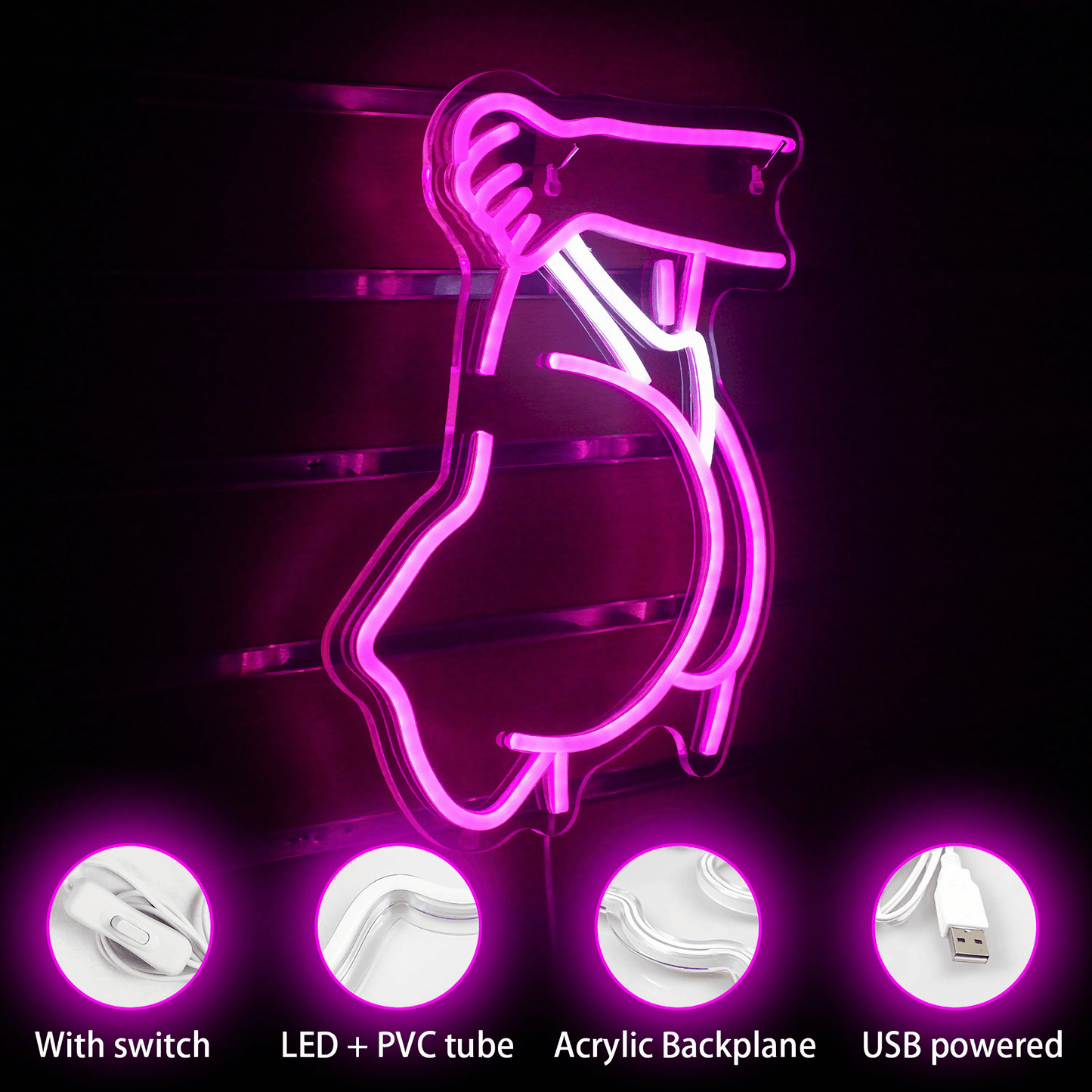 cute Peachy Pull Neon Sign from Light grace