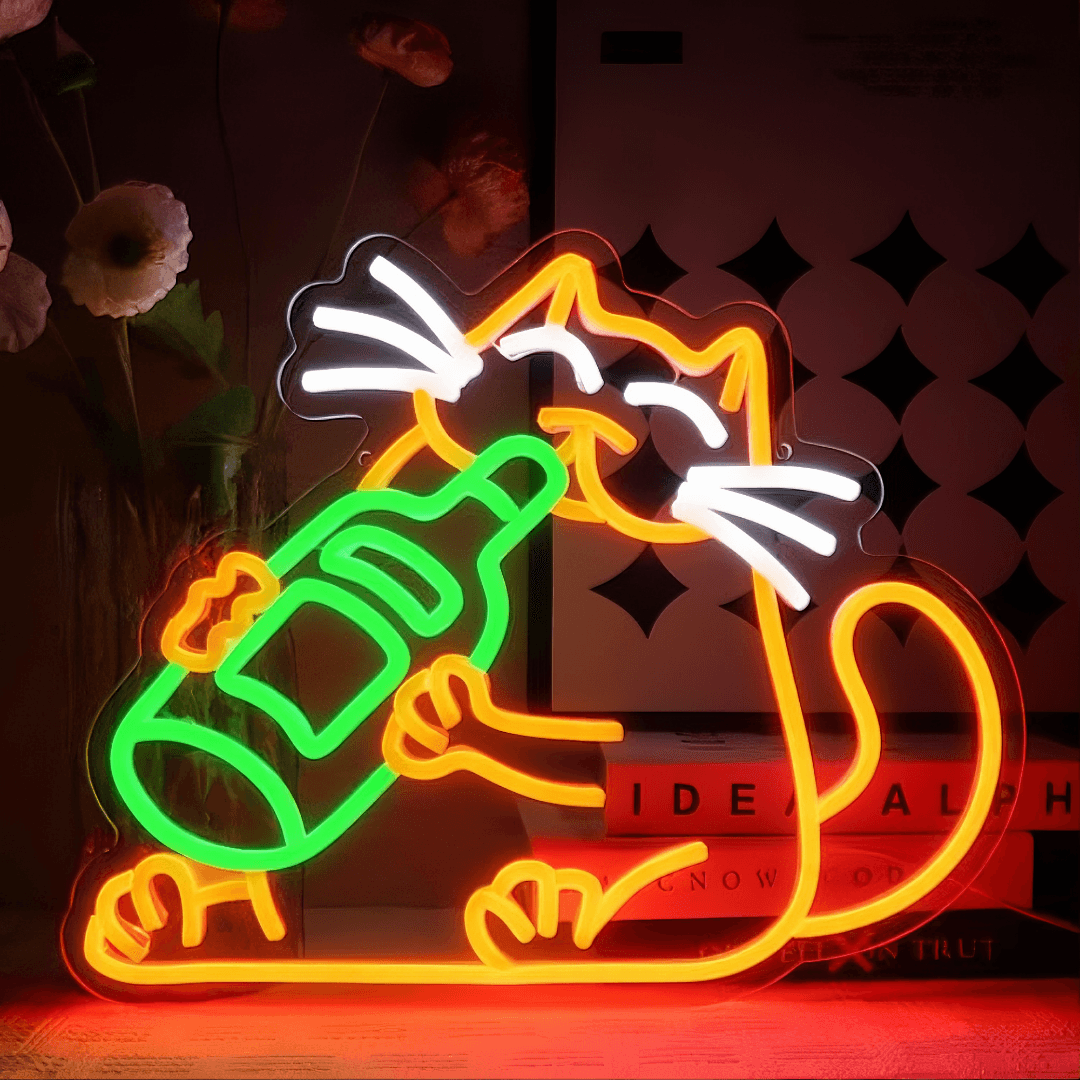 Beer Cat Neon Sign - Light Grace