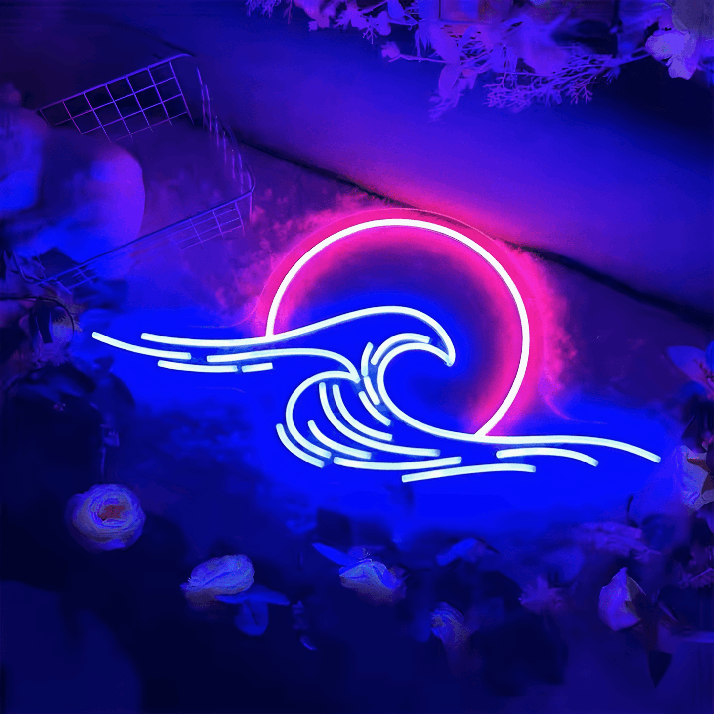 Light grace Lunar Moon Wave Neon Sign - Navy-Pink / AU
