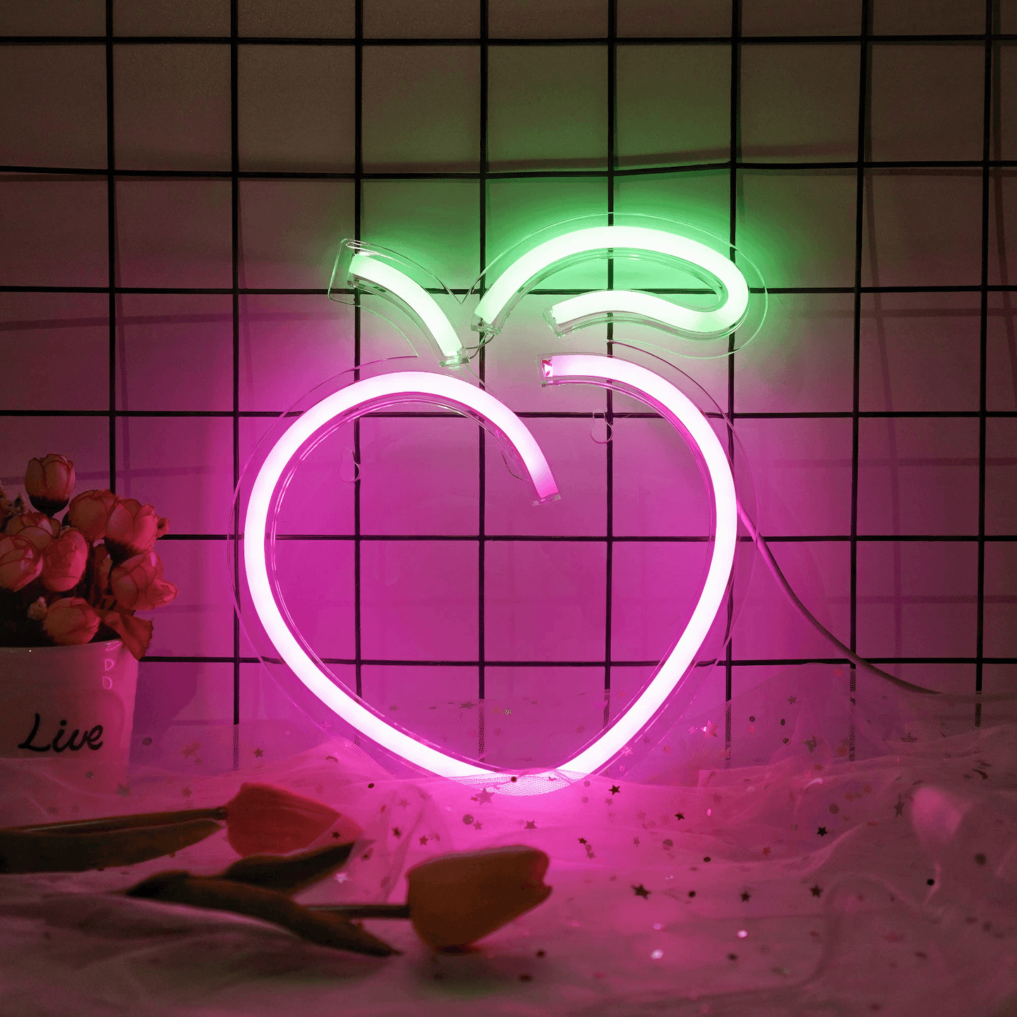 cute Peach Neon Sign from Light grace