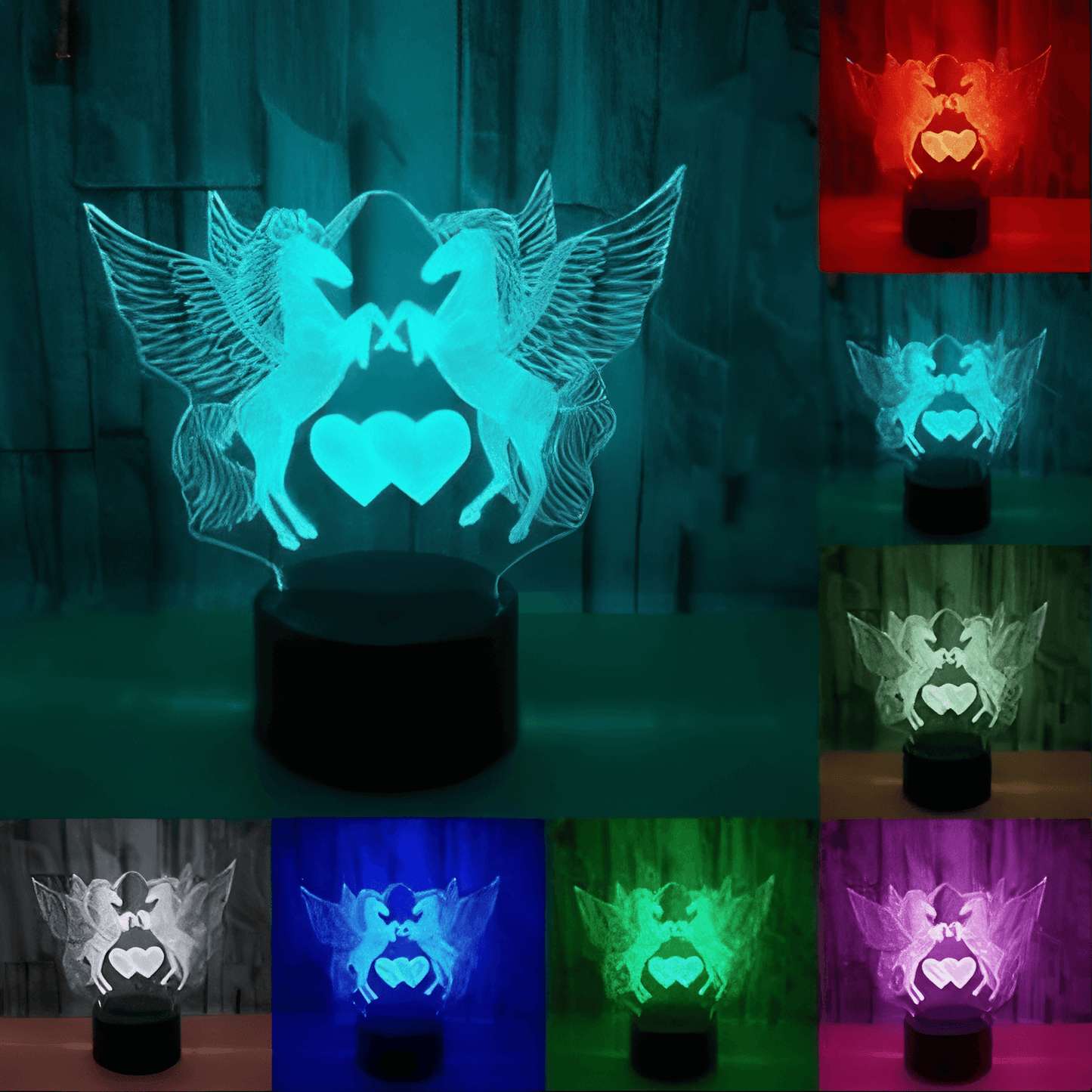 cute Unicorn Love 3D Lamp - Touch from Light grace