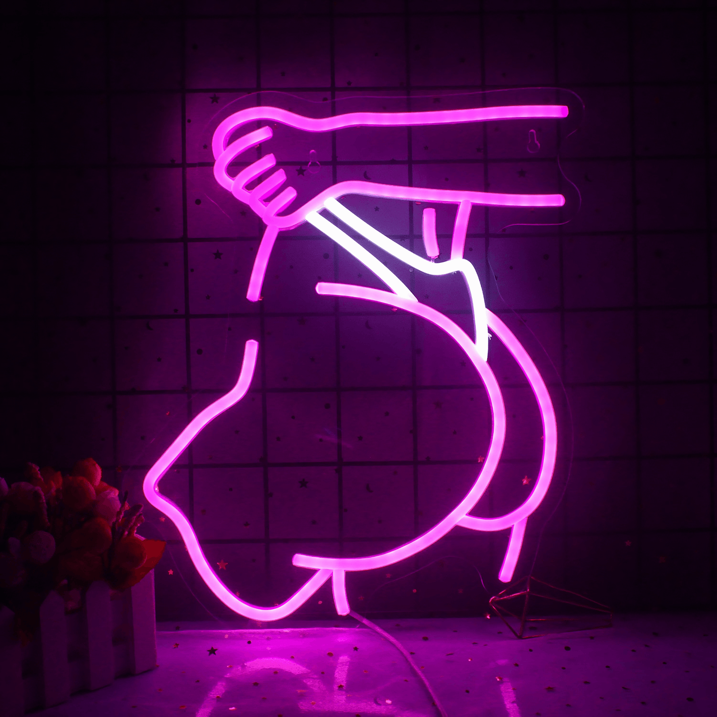 cute Peachy Pull Neon Sign from Light grace
