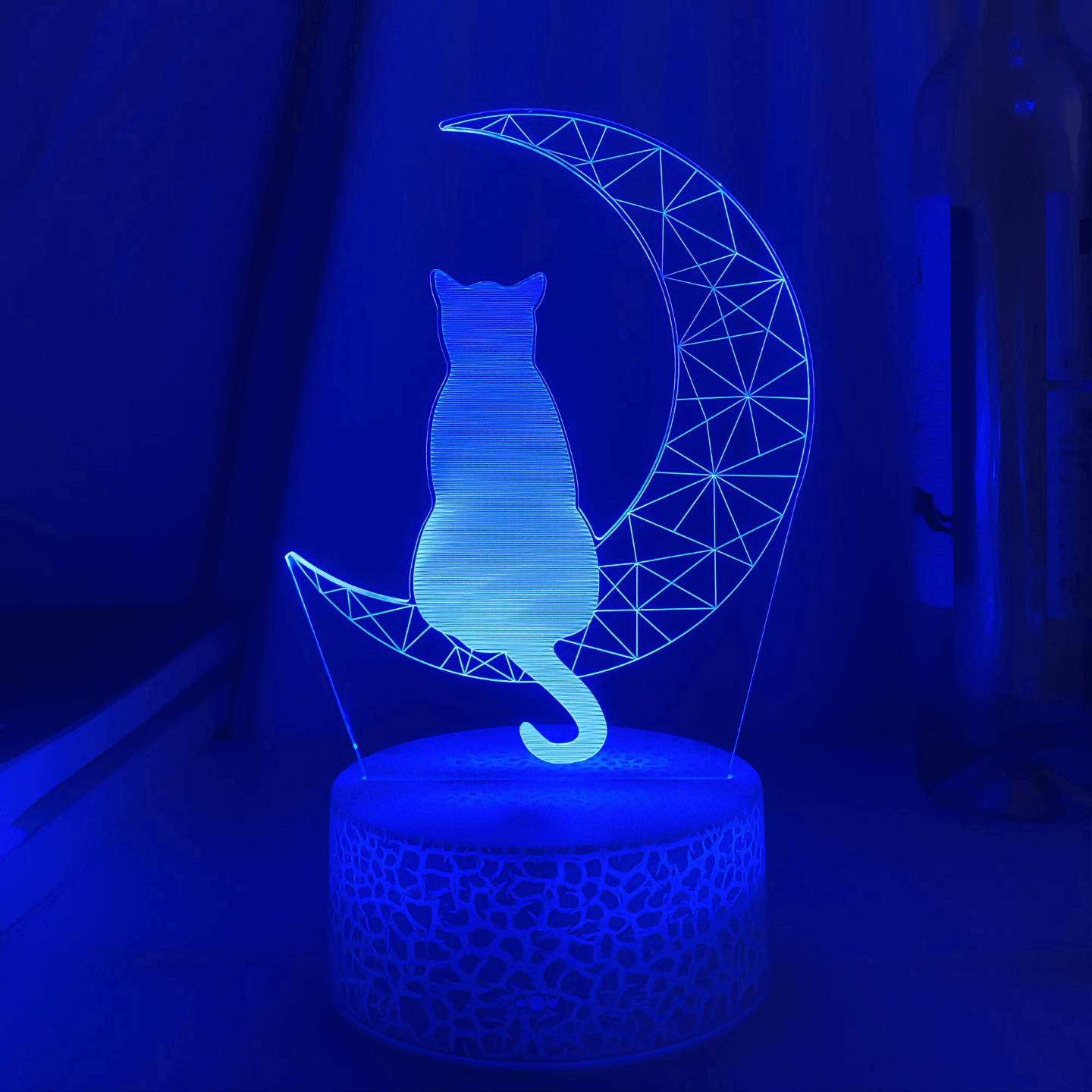 Light grace cute Moon Cat 3D Lamp - Black base