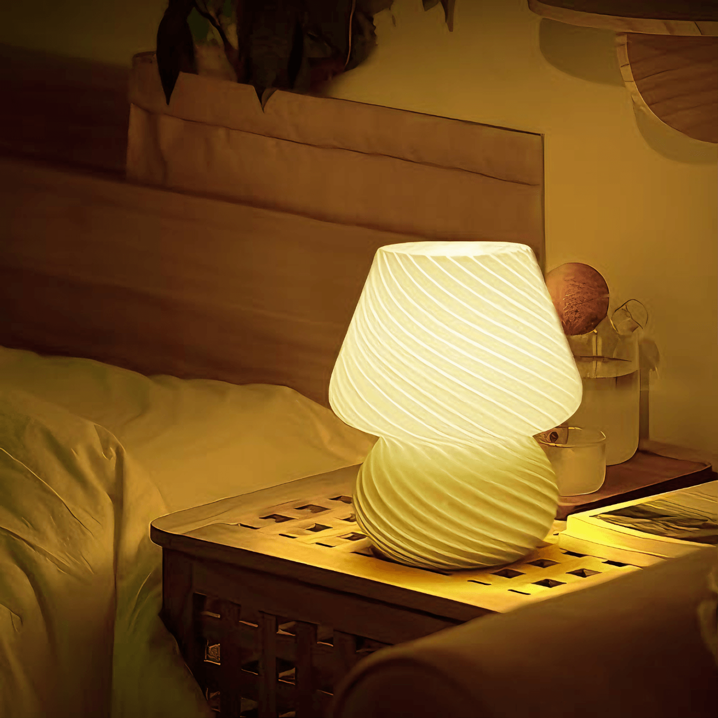 Light grace cute Mushroom Bed Lamp - White / EU