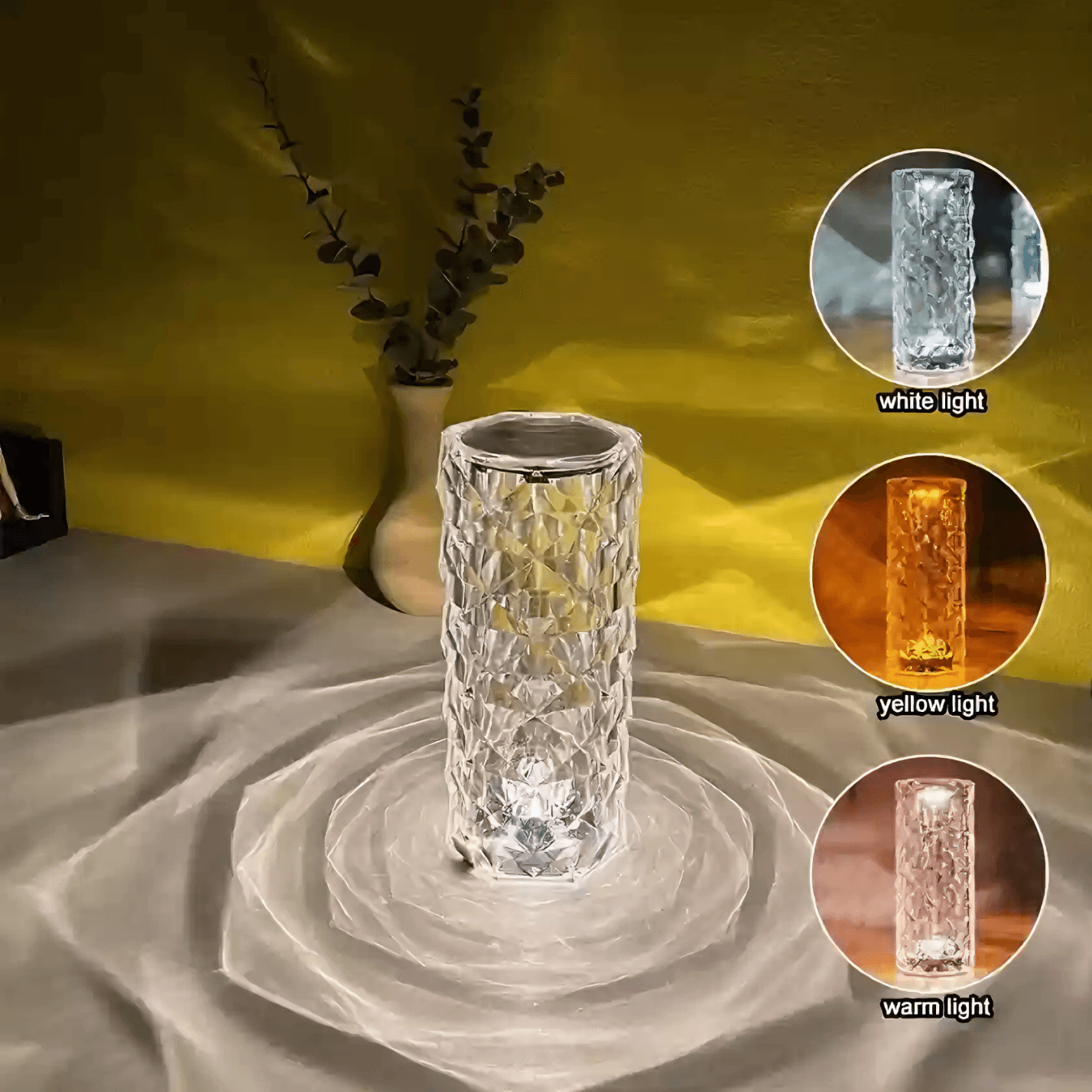Light grace Crystal Lamp glowing in dark room