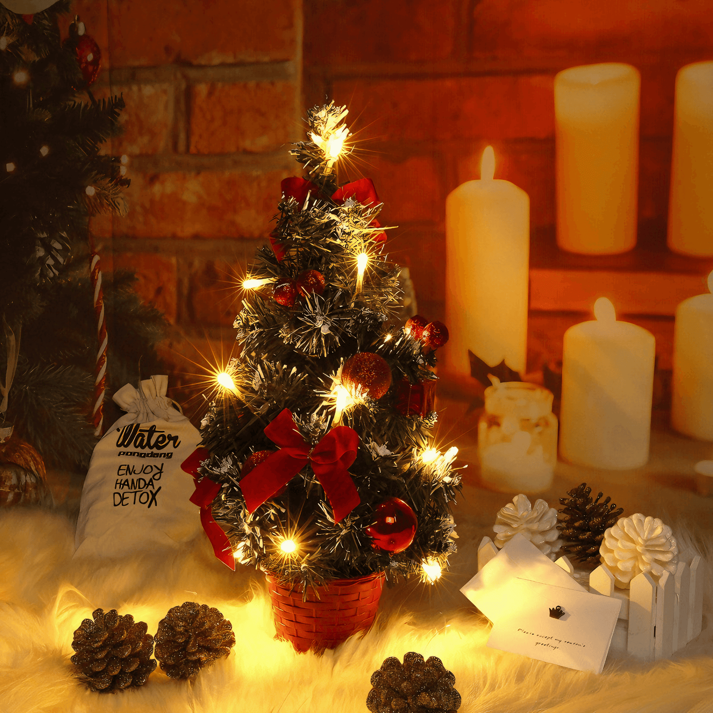 Light grace Decorative Christmas Tree glowing in dark room