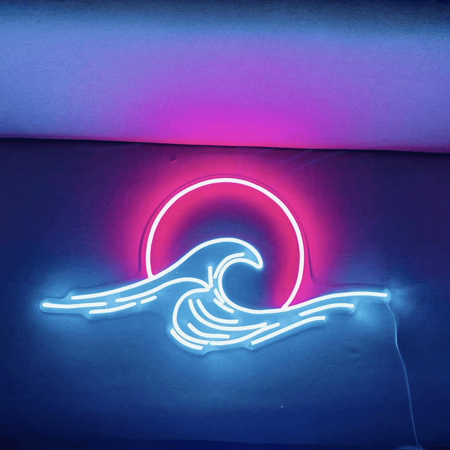 Light grace Lunar Moon Wave Neon Sign - Navy-Pink / AU