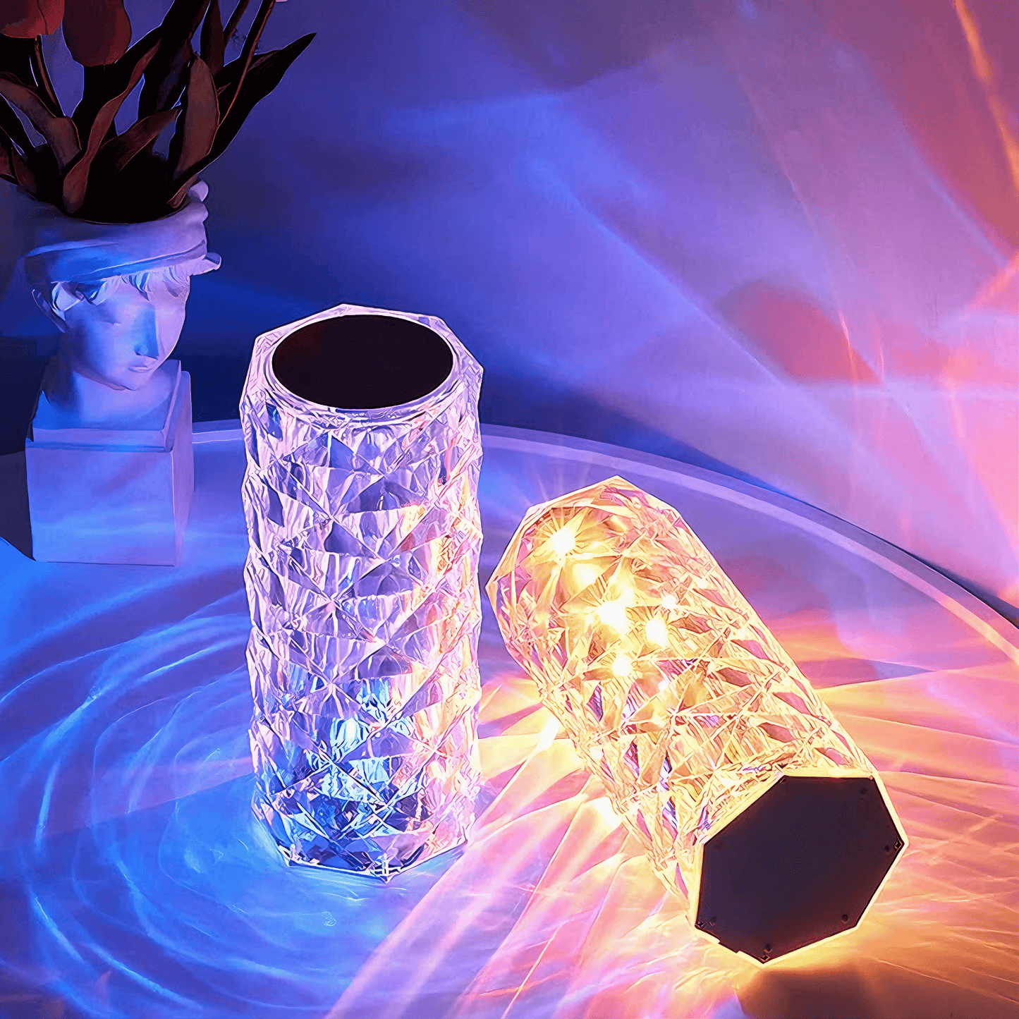Light grace Crystal Lamp glowing in dark room