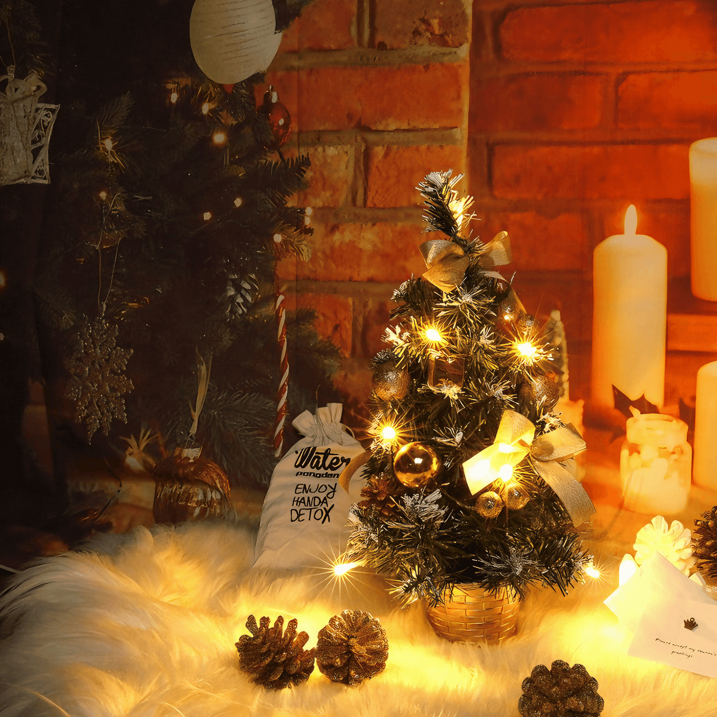 Light grace Decorative Christmas Tree glowing in dark room