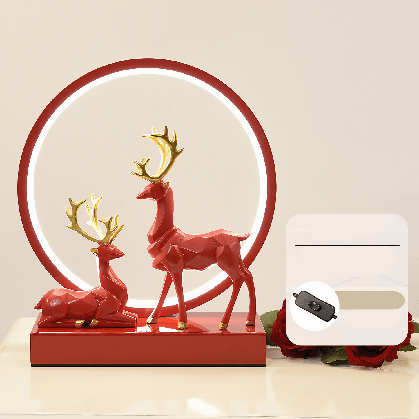 Light grace Deer Couple Lamp 2 glowing in dark room