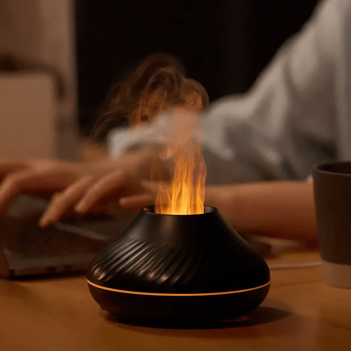 cute Volcanic Flame Diffuser - Black from Light grace