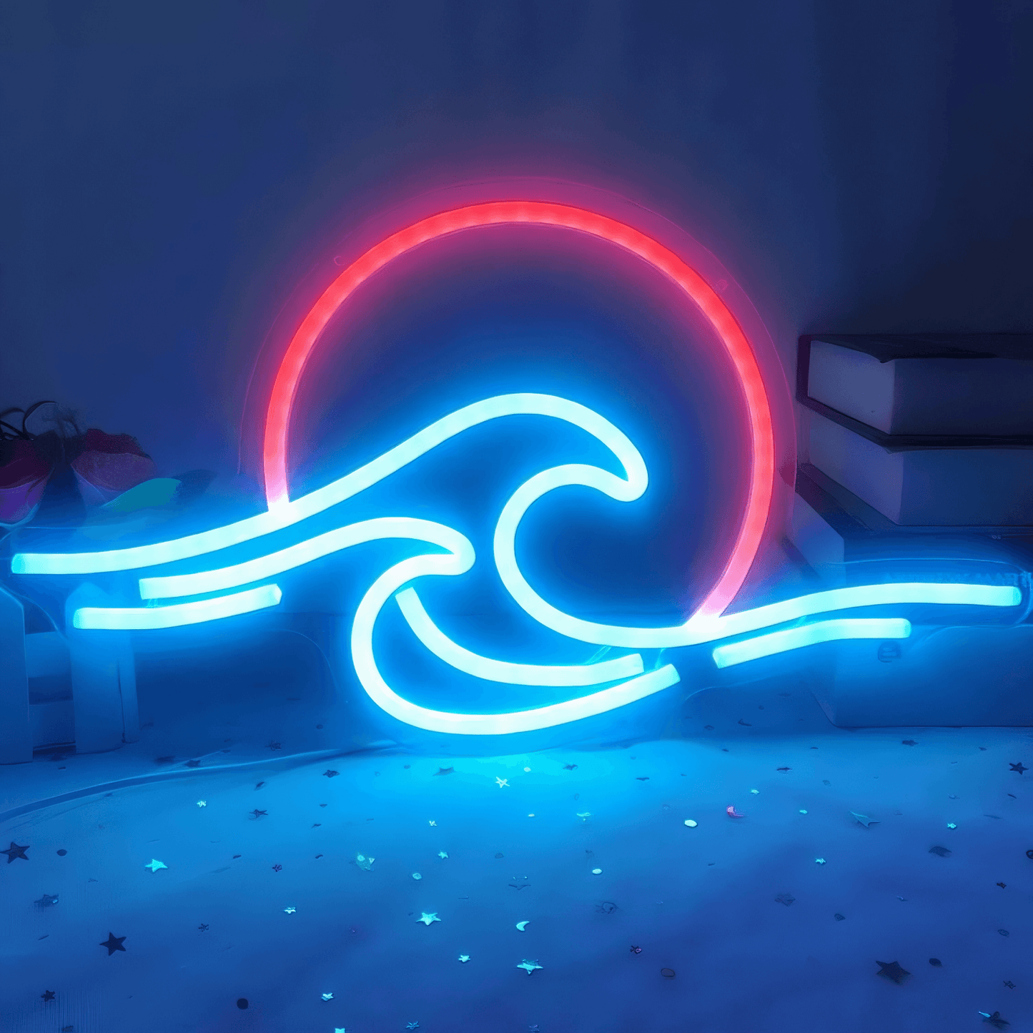Light grace Lunar Moon Wave Neon Sign - Navy-Pink / AU
