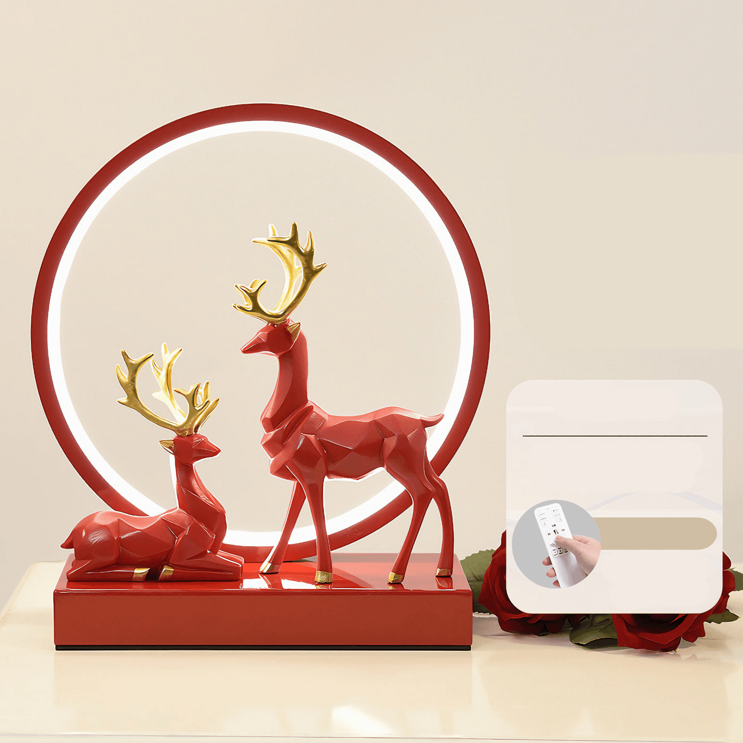 Light grace Deer Couple Lamp 2 glowing in dark room