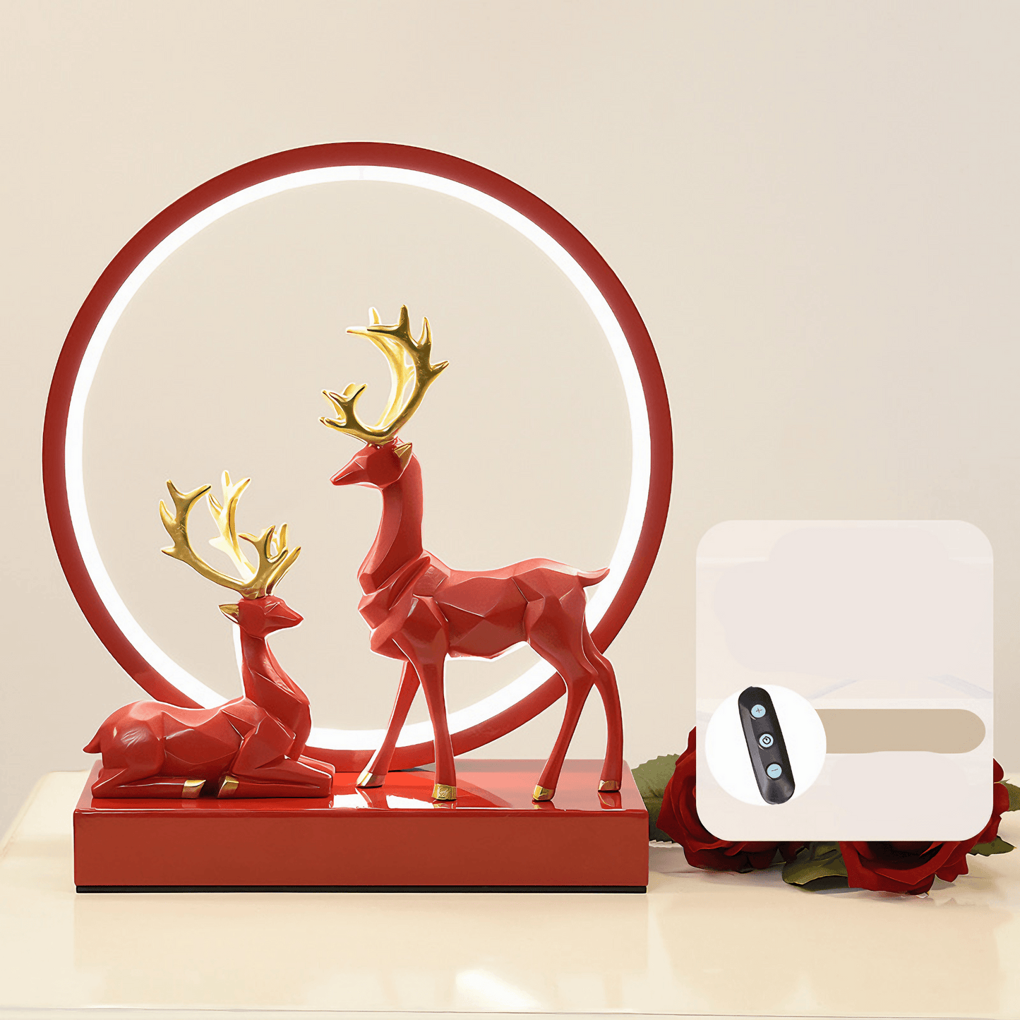 Light grace Deer Couple Lamp 2 glowing in dark room
