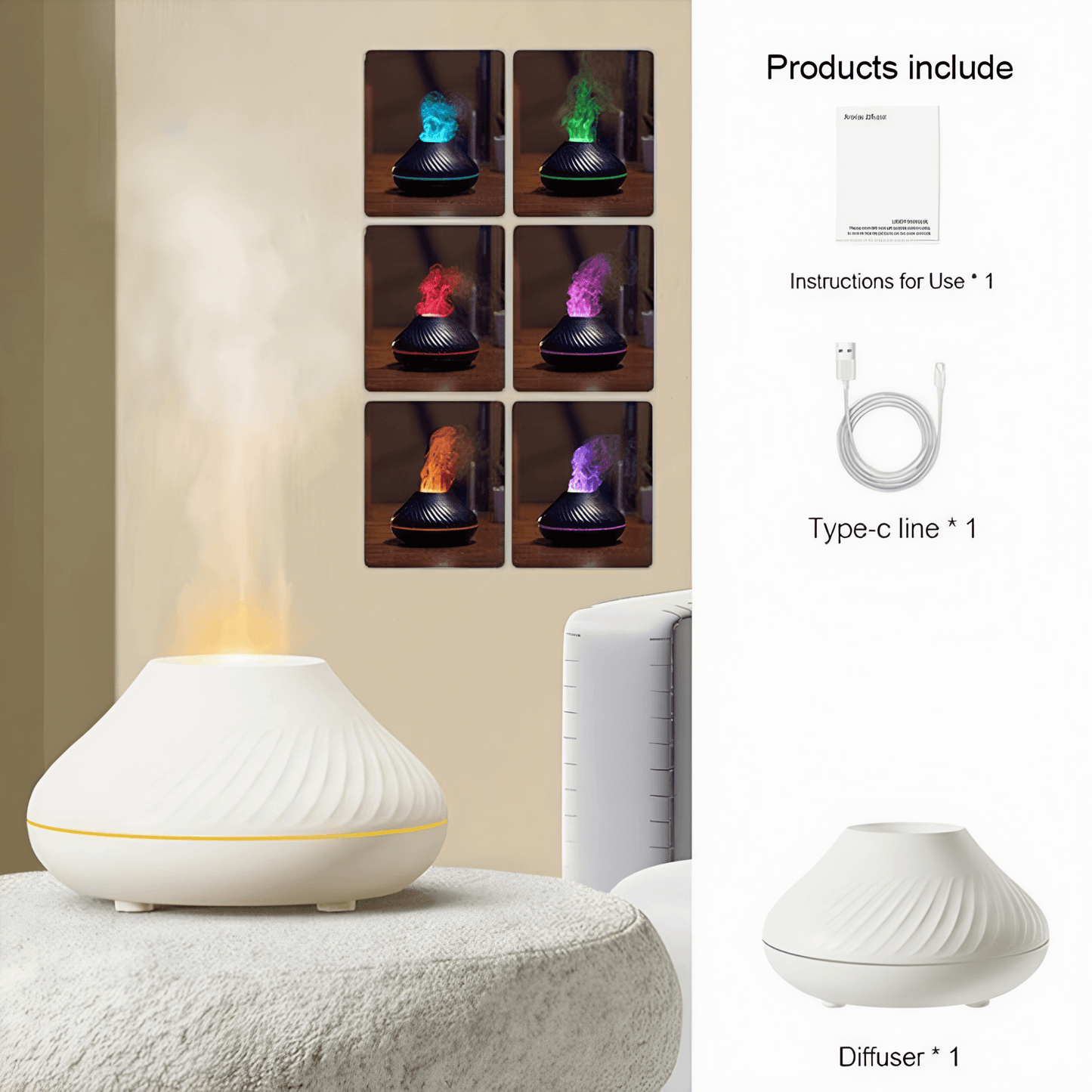 cute Volcanic Flame Diffuser - Black from Light grace