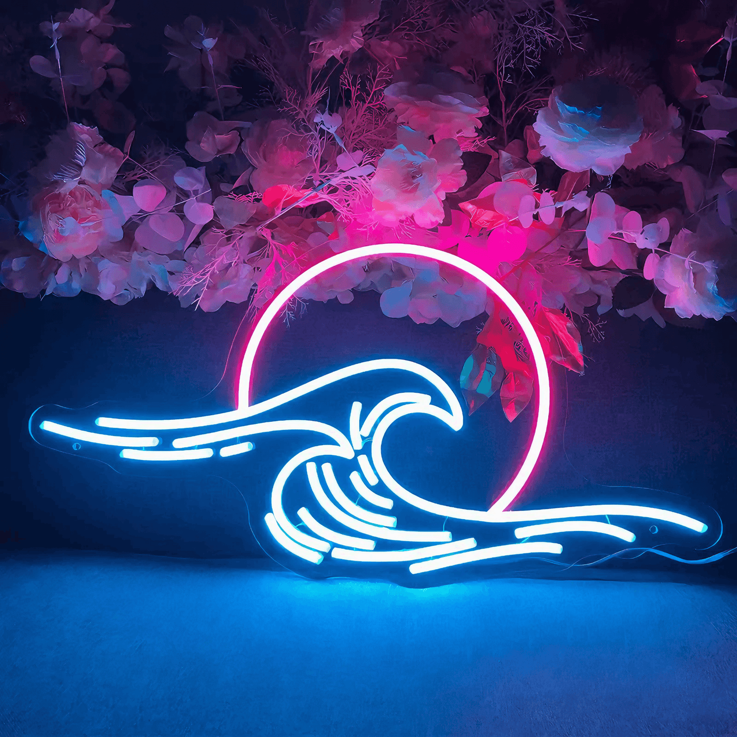 Light grace Lunar Moon Wave Neon Sign - Navy-Pink / AU