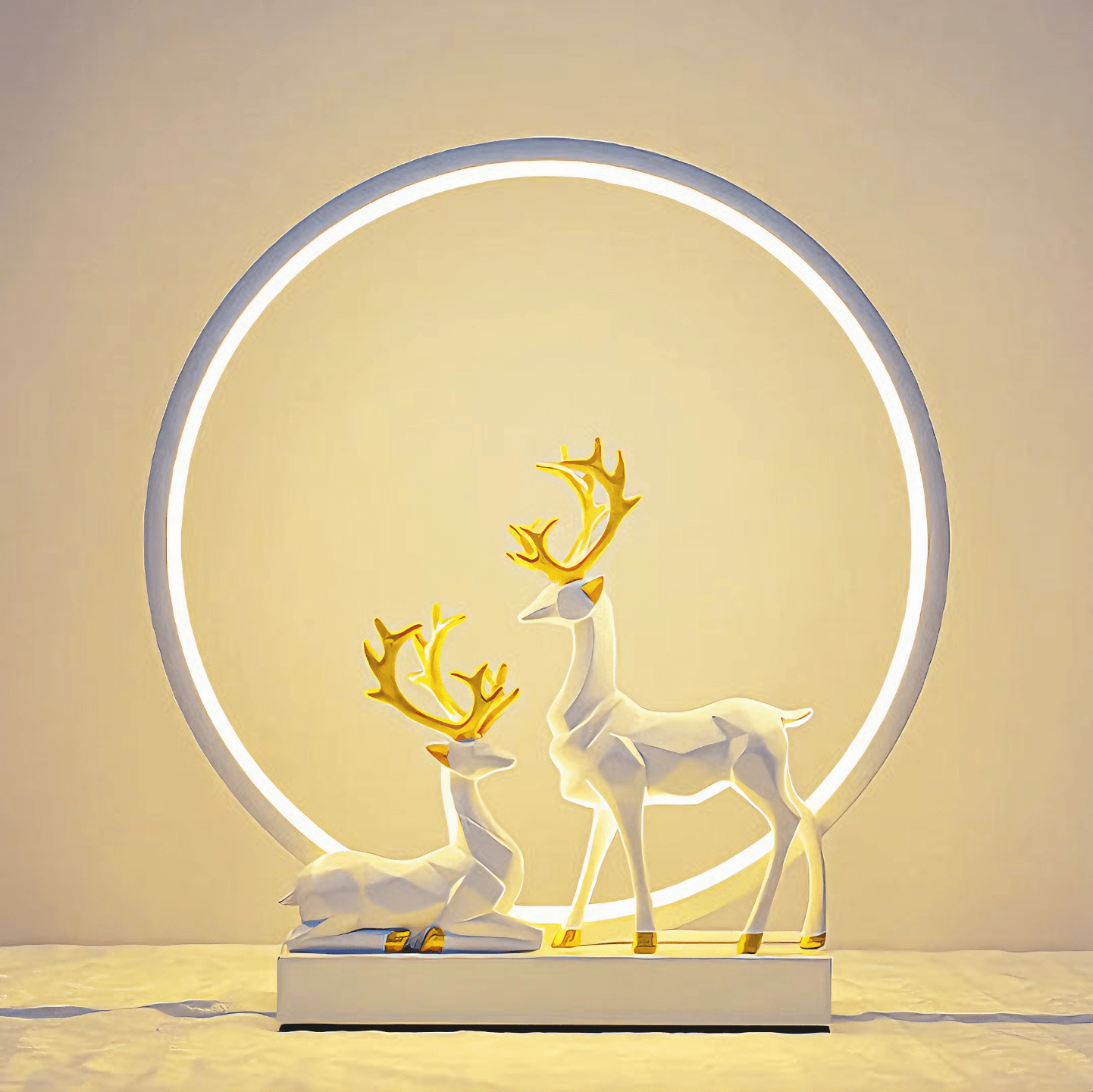 Light grace Deer Couple Lamp glowing in dark room