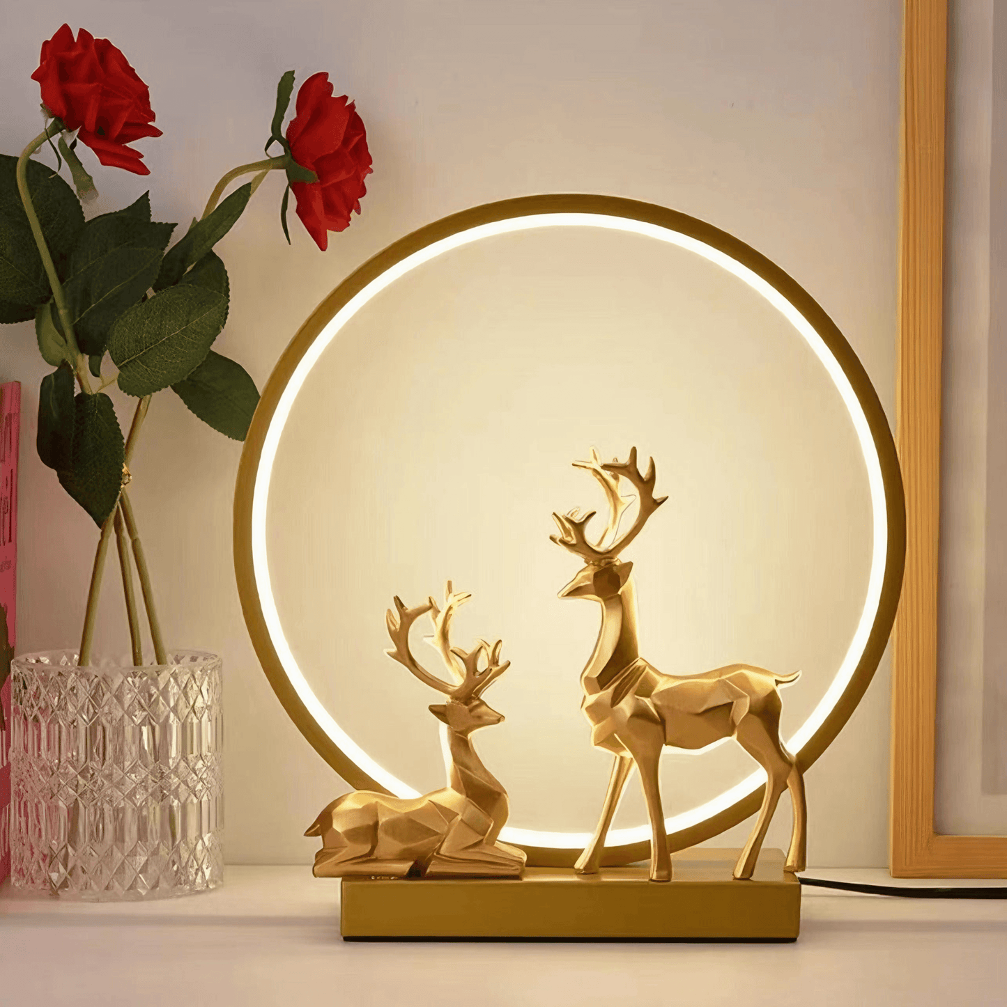 Light grace Deer Couple Lamp glowing in dark room