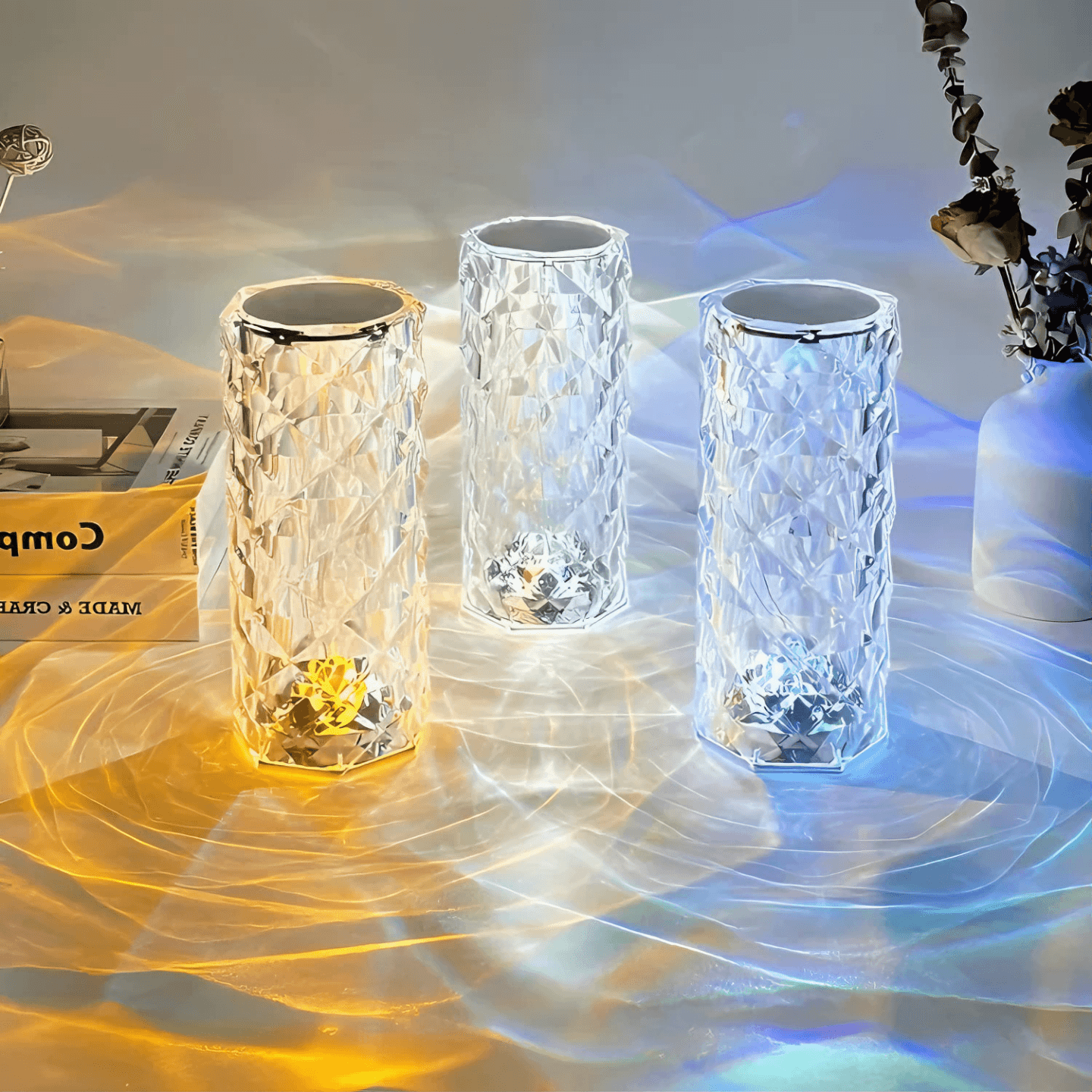 Light grace Crystal Lamp glowing in dark room