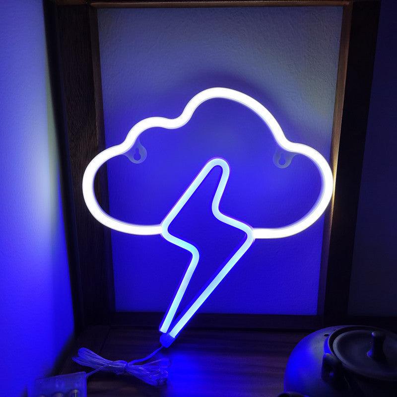 Lightgrace Lightning Cloud Neon Sign - White-Blue