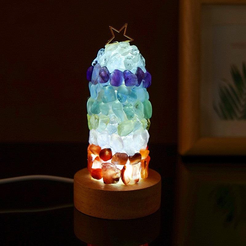 Light grace Crystal Gravel Night Lamp glowing in dark room