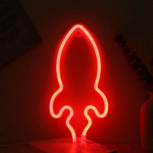 Rocket Neon Sign from Light grace in room corner
