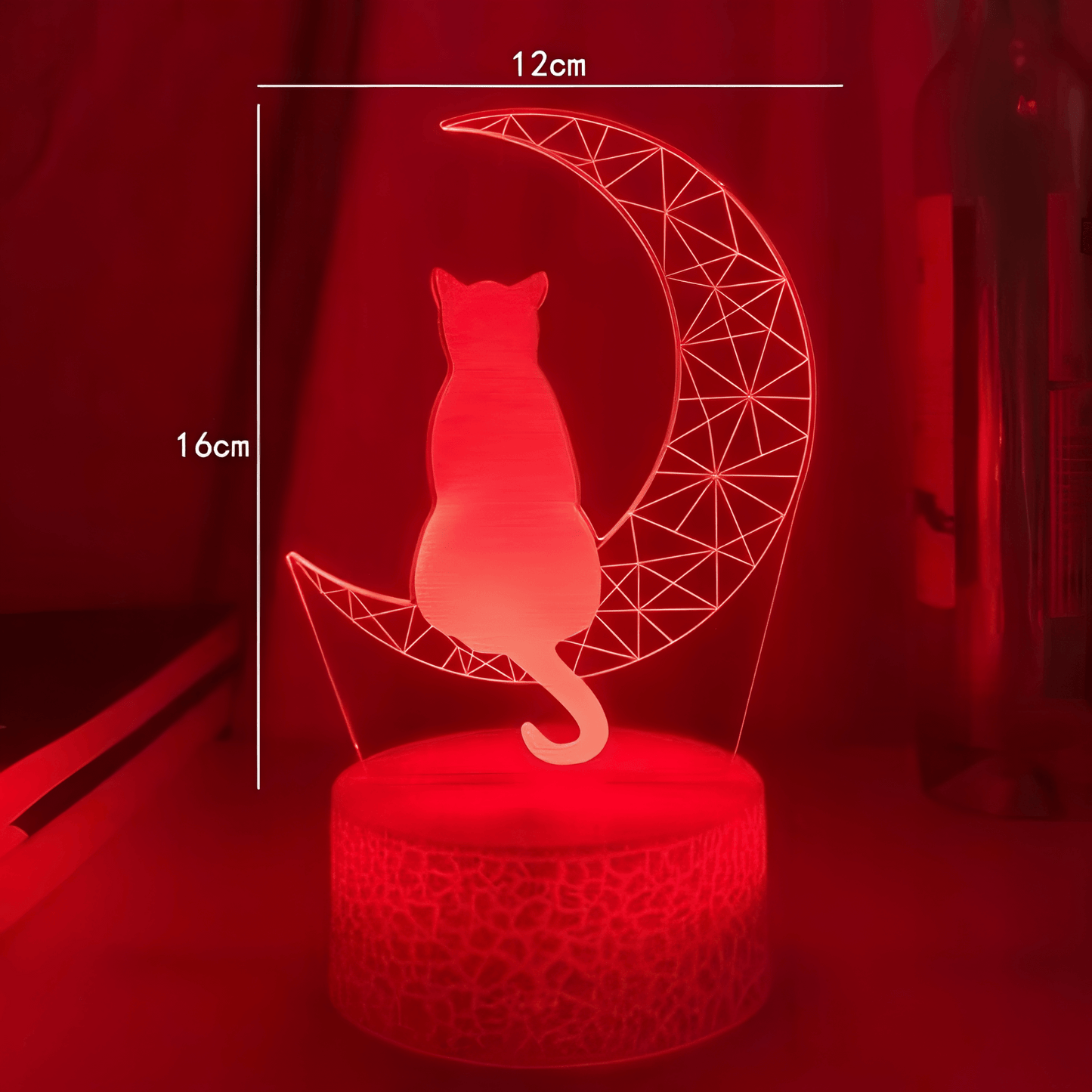 Light grace cute Moon Cat 3D Lamp - Black base