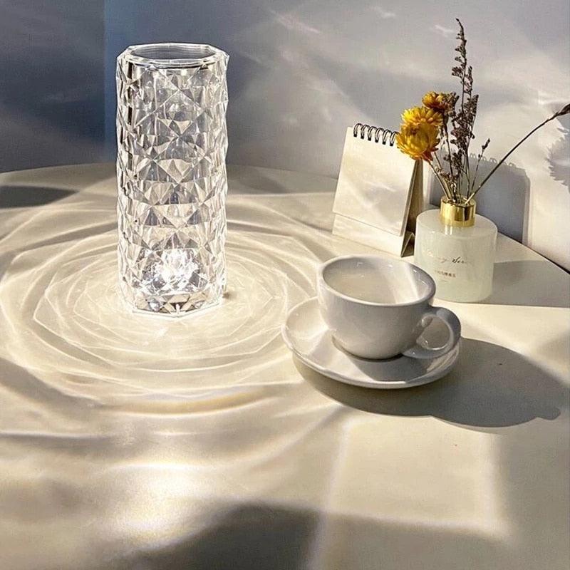 Light grace Crystal Lamp glowing in dark room